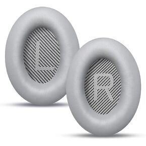 BINGLE Upgraded QC35 Replacement Ear Pads for Bose & Sound Insulation Bose QC35 ii Replacement Ear Pads, Added Thickness QC35 Replacement Headphone Pads with Soft Leather, Memory Foam Gray