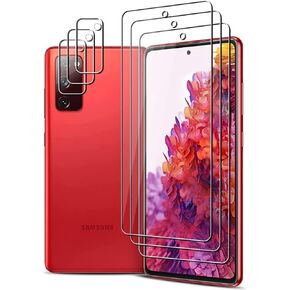 (3+3) For Samsung Galaxy S20 FE 5G / 4G (3 Pack) Tempered Glass Screen Protector and (3 Pack) Camera Lens Protector, 9H Hardness, 2.5D, Anti Scratch, HD Clear