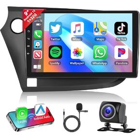 Podofo Car Stereo for Honda Insight 2009 2010 2011 20121 2013 2014 with Wireless Apple Carplay & Android Auto,9 Inch Touchscreen with Bluetooth/GPS/WiFi/FM&RDS/EQ/DSP+AHD Backup Camera+MIC