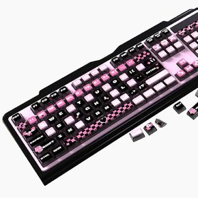 Pudding Keycaps, ASA Keycaps Set 125 Keys, Custom Keyboard Keycaps, Cute Keycaps Keyboard, Girly Style Keyboard Keycaps Set for 100%,75%, 65%, 60% Mechanical Keyboard, Black & Pink Keycaps