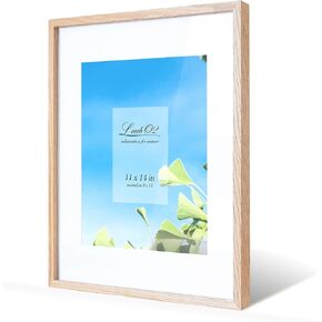 Wooden 16x20 Picture Frames, 16 x 20 Frame Set of 3 Matted to 11 x 14, Certificate Poster Wall Frame Oak Wood