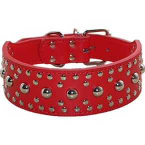 Spiked Studded Dog Collar, Mushrooms Rivets, Studded Leather, Medium & Large Dogs, Pitbull, Boxer, German Shepherd, Adjustable (L, Gold)
