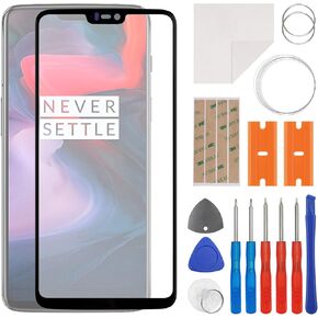 Front Screen Glass Outer Panel Lens Replacement +OCA Compatible with OnePlus 6 A6000, A6003 (No LCD Screen and Touch Digitizer) with Repair Kit
