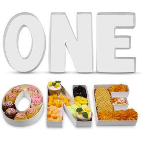 Baby Charcuterie Board Letters, 10 Inch, 4 Pack Fillable Cardboard Letter Boxes, White Letter Trays for Food Chocolate Candy On Baby Shower, Birthday and Gender Reveal Decoration