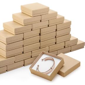Tenceur 100 Pcs Jewelry Gift Boxes 3.5 x 3.5 x 1 Inch Cardboard Jewelry Boxes Small Gift Boxes for Jewelry Earrings Necklaces Handmade Bangles Bracelets (White)