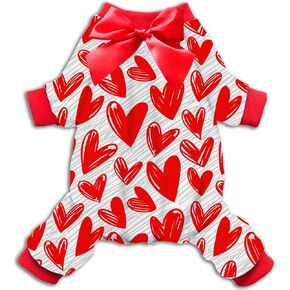 Valentine Holiday Dog Cat Pajamas, Sweet Heart Jumpuits Cloth for Small Medium Boys and Girls Puppies Pets Doggie (Large)