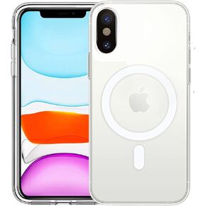 Clear Magnetic Case for iPhone Xr with Mag-Safe Wireless Charging, Soft Silicone TPU Bumper Cover, Thin Slim Fit Hard Back Shockproof Anti-Yellow Protective Case for iPhone Xr (6.1 inch)
