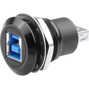 QIANRENON 5Gbps USB3.0 B to A Threaded Fixed Printer Adapter USB3.0 Type B Female to USB3.0 Female Embedded Panel Mount Data Connector SuperSpeed USB B to A, for External Hard Drive, Scanner