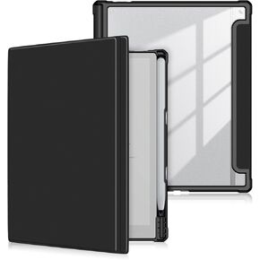 Case Compatible with BOOX Tablet Go 10.3 ePaper E Ink Tablet,Hard Transparent Back Protective Cover with Pen Holder,Auto Wake/Sleep,Black