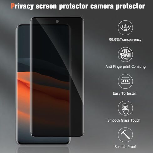 1 + 2 واقي شاشة للخصوصية لهاتف Galaxy S20 Plus 5G مع حماية عدسة الكاميرا، زجاج مقسى مضاد للتجسس، تغطية كاملة ثلاثية الأبعاد، سهل التركيب، خالي من الفقاعات لهاتف Samsung Galaxy S20 Plus 6.7 بوصة in Saudi Arabia