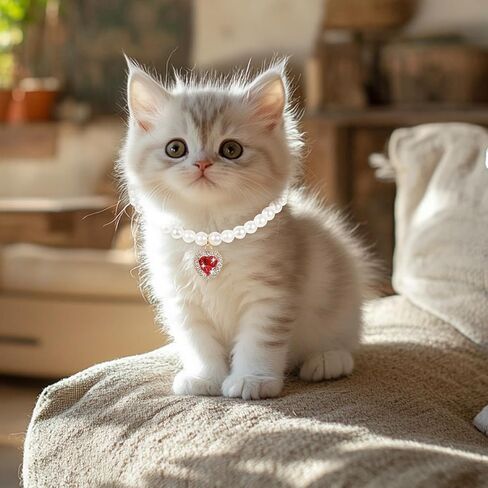 2Pcs Cat Dog Pearl Collar, Heart Shape Rhinestone Necklaces Pet, Dog Cat Pearls Necklace Collar with Bling Accessories, with Heart Rhinestones Jewelry Pet for Puppy Small Cats(Pink, White) in Saudi Arabia