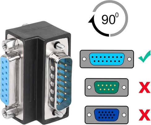 CERRXIAN 90 Degree DB 15 PIN Male to Female Converter Extension Adapter,D-Sub 15 Pin Right Angle Adapter (Up Angled) in Saudi Arabia