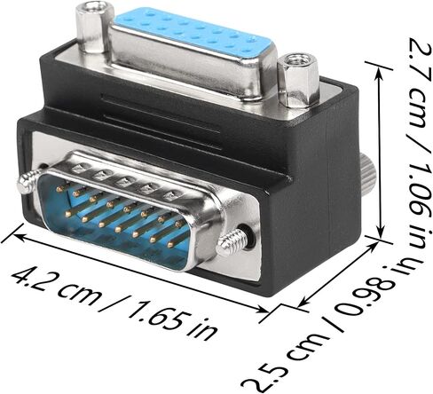 CERRXIAN 90 Degree DB 15 PIN Male to Female Converter Extension Adapter,D-Sub 15 Pin Right Angle Adapter (Up Angled) in Saudi Arabia