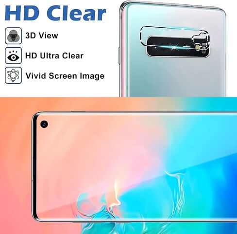 واقي شاشة Galaxy S10 Plus، عبوتان من واقي الشاشة الزجاجي المقوى S10 Plus، عبوتان من واقي عدسة الكاميرا، واقي شاشة من الزجاج المقوى بقوة 9H لهاتف Samsung Galaxy S10 Plus[عبوة من قطعتين+2] in Kuwait