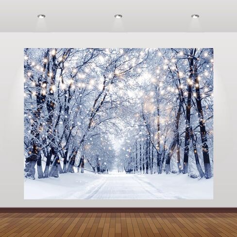Winter Forest Backdrop 10x10ft Wonderland Snowflake Snow Scene Photography Background Christmas Party Decorations Banner Xmas Holiday Party Decor Backdrops Photo Booth Props in Saudi Arabia