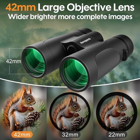 12x42 UHD Waterproof Binoculars for Adults: Aurosports High Powered Binoculars Easy Focus - Large View Lightweight Binoculars with Clear Low Light Vision for Bird Watching Hunting Trip Hiking Black in Kuwait