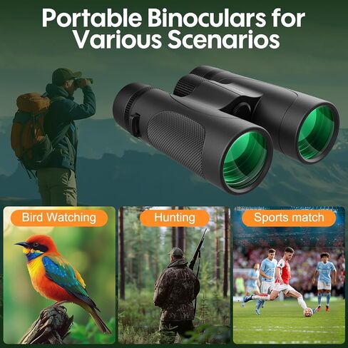 12x42 UHD Waterproof Binoculars for Adults: Aurosports High Powered Binoculars Easy Focus - Large View Lightweight Binoculars with Clear Low Light Vision for Bird Watching Hunting Trip Hiking Black in Kuwait