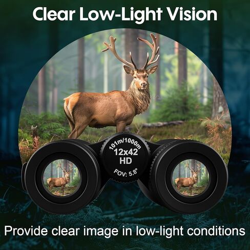 12x42 UHD Waterproof Binoculars for Adults: Aurosports High Powered Binoculars Easy Focus - Large View Lightweight Binoculars with Clear Low Light Vision for Bird Watching Hunting Trip Hiking Black in Kuwait