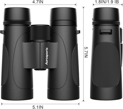 12x42 UHD Waterproof Binoculars for Adults: Aurosports High Powered Binoculars Easy Focus - Large View Lightweight Binoculars with Clear Low Light Vision for Bird Watching Hunting Trip Hiking Black in Kuwait