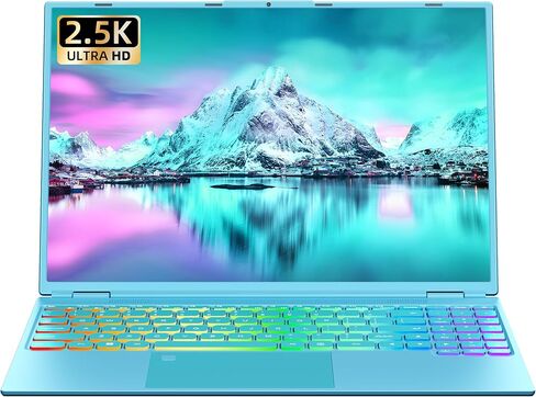 16" Purple Laptop,Ultra-narrow bezels 2.5K FHD (2560x1600) IPS,Celeron N5095,16G RAM, Color Backlit KB, Fingerprint, Type-C/HDMI/WiFi/HDD Expand, Win 11 PC for Business Study (Purple, 1T SSD) in Saudi Arabia