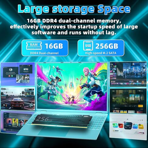 16" Purple Laptop,Ultra-narrow bezels 2.5K FHD (2560x1600) IPS,Celeron N5095,16G RAM, Color Backlit KB, Fingerprint, Type-C/HDMI/WiFi/HDD Expand, Win 11 PC for Business Study (Purple, 1T SSD) in Saudi Arabia