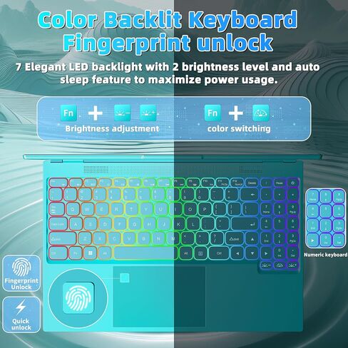 16" Purple Laptop,Ultra-narrow bezels 2.5K FHD (2560x1600) IPS,Celeron N5095,16G RAM, Color Backlit KB, Fingerprint, Type-C/HDMI/WiFi/HDD Expand, Win 11 PC for Business Study (Purple, 1T SSD) in Saudi Arabia