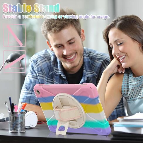 for Amazon Fire HD 10 & Fire HD 10 Kids Pro Tablet Case (13th Gen, 2023 Release), Heavy Duty Shockproof Case with Hand/Shoulder Strap Rotating Kickstand, Colourful Pink in Saudi Arabia