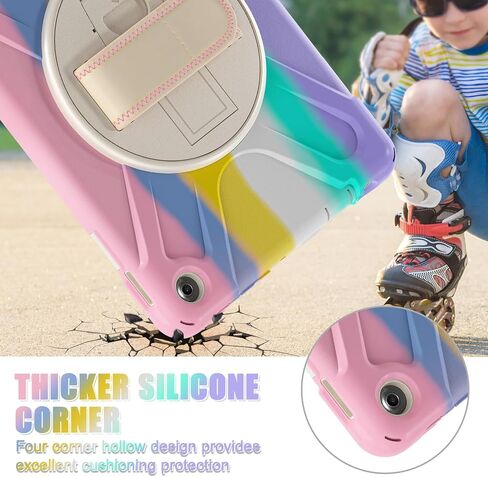 for Amazon Fire HD 10 & Fire HD 10 Kids Pro Tablet Case (13th Gen, 2023 Release), Heavy Duty Shockproof Case with Hand/Shoulder Strap Rotating Kickstand, Colourful Pink in Saudi Arabia