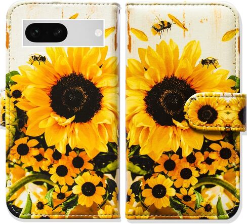 Bcov Case for Pixel 7a,Sunflower Bee Flip Phone Case Wallet Cover with Card Slot Holder Kickstand for Google Pixel 7a in Kuwait