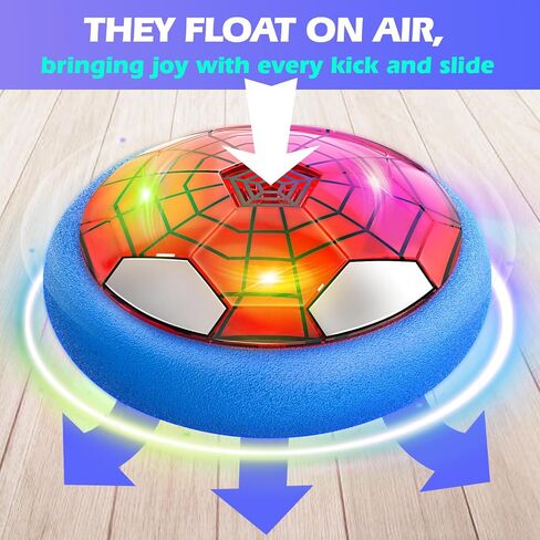 2 Pack Hover Soccer Ball with 8 Pcs Batteries, Air Floating Soccer Toy with LED Lights and Foam Bumper, Indoor Games for Kids 4-8-12, Toys Gifts for 3 4 5 6 7 8 9 Year Old Boys Girls in Kuwait