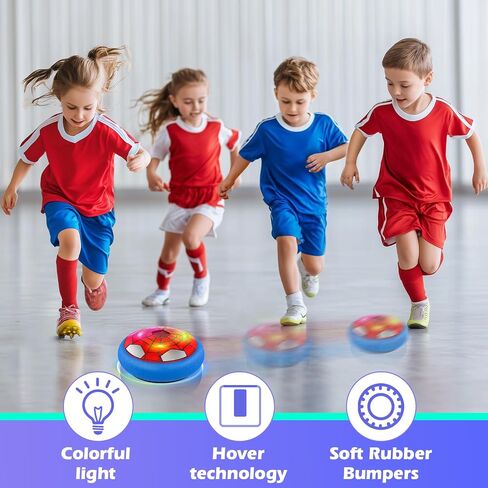2 Pack Hover Soccer Ball with 8 Pcs Batteries, Air Floating Soccer Toy with LED Lights and Foam Bumper, Indoor Games for Kids 4-8-12, Toys Gifts for 3 4 5 6 7 8 9 Year Old Boys Girls in Kuwait