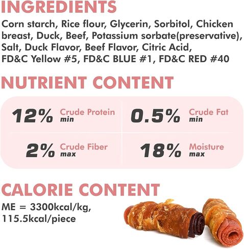 Dog Treats, Triple Flavor Chicken Duck Beef Meat Rolls, Rawhide Free Dog Snacks, Soft Dog Treats for Small Dogs, 21.16 oz in Kuwait