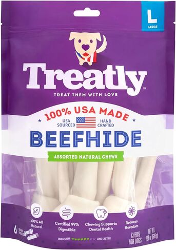 USA Beefhide Large Assorted Dog Chew Treats - Natural Flavor, 6 Count/1 Pack in Saudi Arabia