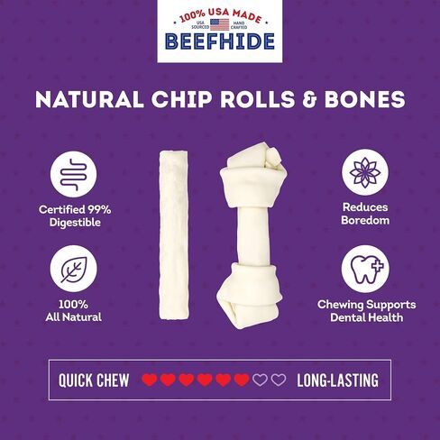 USA Beefhide Large Assorted Dog Chew Treats - Natural Flavor, 6 Count/1 Pack in Saudi Arabia