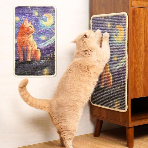 SOLDAY Sisal Cat Scratcher Mat for Floor Wall Carpet Couch Furniture, 22x13 inch Anti Scratch Furniture Protector, Cat Scratching Posts Board with Velcro Tape(Black Cat Rules) in Saudi Arabia