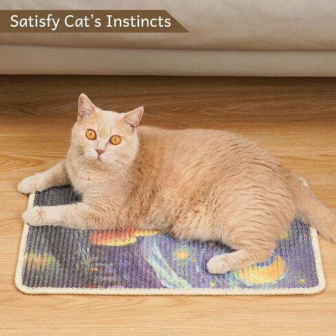 SOLDAY Sisal Cat Scratcher Mat for Floor Wall Carpet Couch Furniture, 22x13 inch Anti Scratch Furniture Protector, Cat Scratching Posts Board with Velcro Tape(Black Cat Rules) in Saudi Arabia