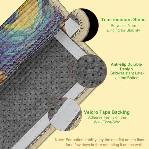 SOLDAY Sisal Cat Scratcher Mat for Floor Wall Carpet Couch Furniture, 22x13 inch Anti Scratch Furniture Protector, Cat Scratching Posts Board with Velcro Tape(Black Cat Rules) in Saudi Arabia