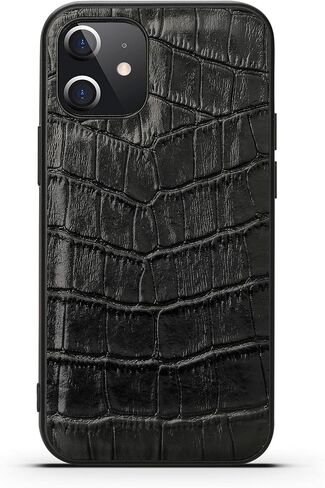 Genuine Leather Case for iPhone 12 Mini,Classic Crocodile Pattern Real Leather Half Wrapped Case Slim Fit (Half-Pack) in Saudi Arabia