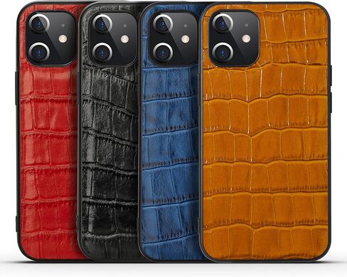 Genuine Leather Case for iPhone 12 Mini,Classic Crocodile Pattern Real Leather Half Wrapped Case Slim Fit (Half-Pack) in Saudi Arabia