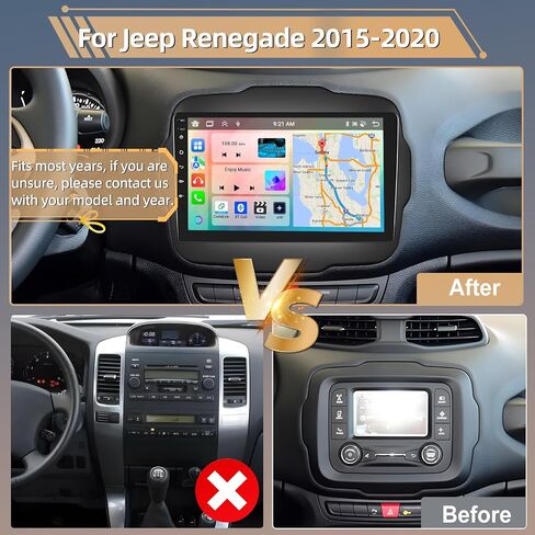 Podofo 2+64G 8 Core راديو ستيريو للسيارة Jeep Renegade 2015-2020 مع CarPlay اللاسلكي Android Auto 9 بوصة شاشة تعمل باللمس صوت بلوتوث مع نظام تحديد المواقع العالمي للملاحة مرآة Link WiFi EQ RDS Hi-Fi AHD كاميرا احتياطية in Saudi Arabia
