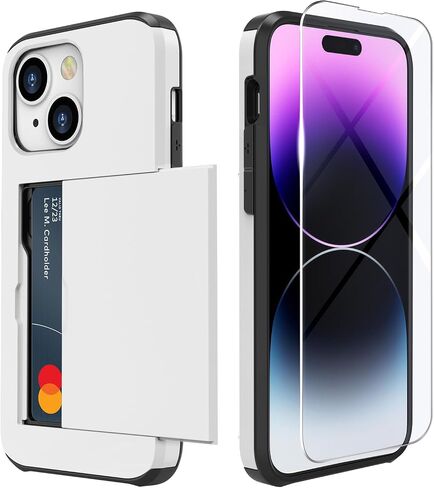 حافظة فتحة حامل بطاقات ZUSLAB متوافقة مع هاتف Apple iPhone 15 6.1 بوصة 2023، حافظة محفظة هاتف مع واقي شاشة من الزجاج المقسى، غطاء ممتص للصدمات من المطاط والكمبيوتر الشخصي للنساء والرجال، أسود in Kuwait