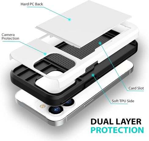 حافظة فتحة حامل بطاقات ZUSLAB متوافقة مع هاتف Apple iPhone 15 6.1 بوصة 2023، حافظة محفظة هاتف مع واقي شاشة من الزجاج المقسى، غطاء ممتص للصدمات من المطاط والكمبيوتر الشخصي للنساء والرجال، أسود in Kuwait