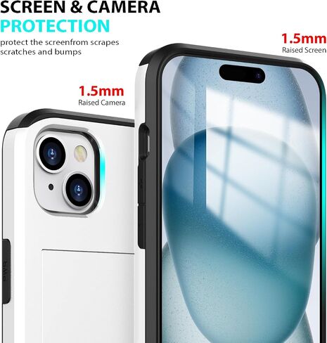 حافظة فتحة حامل بطاقات ZUSLAB متوافقة مع هاتف Apple iPhone 15 6.1 بوصة 2023، حافظة محفظة هاتف مع واقي شاشة من الزجاج المقسى، غطاء ممتص للصدمات من المطاط والكمبيوتر الشخصي للنساء والرجال، أسود in Kuwait