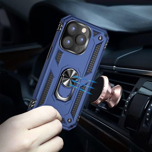 Aozuoton for iPhone 14 Pro Case, iPhone 14 Pro Phone Case with HD Screen Protector, [Military Grade 16ft. Drop Tested] Ring Shockproof Protective Phone Case for iPhone 14 Pro,Blue in Kuwait