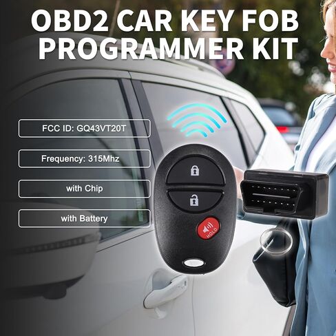 Obd2 Car Key Fob Kit for Toyota Tacoma 315Mhz GQ43VT20T 3 Button Reusable | Replacement Keyless Entry Remote 1 Set for Toyota Tundra Sequoia Highlander Sienna in Saudi Arabia