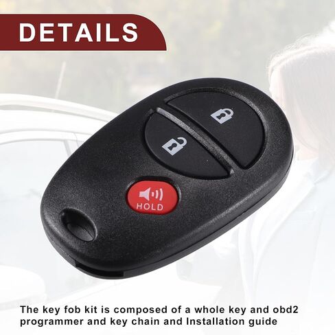 Obd2 Car Key Fob Kit for Toyota Tacoma 315Mhz GQ43VT20T 3 Button Reusable | Replacement Keyless Entry Remote 1 Set for Toyota Tundra Sequoia Highlander Sienna in Saudi Arabia