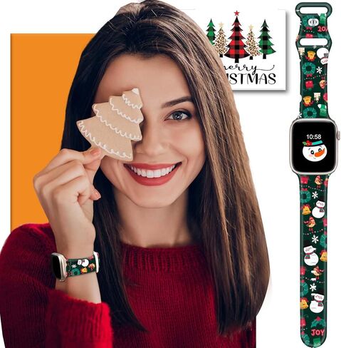 4 عبوات من أحزمة ساعات عيد الميلاد المتوافقة مع سوار ساعة Apple 38 مم 40 مم 41 مم 42 مم 44 مم 45 مم 46 مم 49 مم، هدية عيد الميلاد لرجل الثلج الشتوي ندفة الثلج هدية سيليكون رياضية بديلة لسوار iPhone لسلسلة iWatch 10 9 Ultra 8 7 6 5 4 3 2 1 SE للنساء والرجا in Kuwait