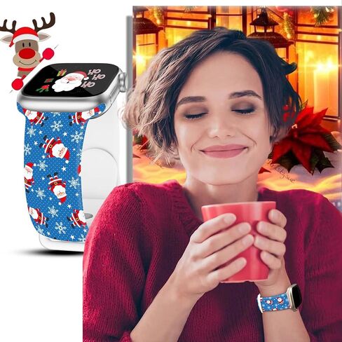 4 عبوات من أحزمة ساعات عيد الميلاد المتوافقة مع سوار ساعة Apple 38 مم 40 مم 41 مم 42 مم 44 مم 45 مم 46 مم 49 مم، هدية عيد الميلاد لرجل الثلج الشتوي ندفة الثلج هدية سيليكون رياضية بديلة لسوار iPhone لسلسلة iWatch 10 9 Ultra 8 7 6 5 4 3 2 1 SE للنساء والرجا in Kuwait
