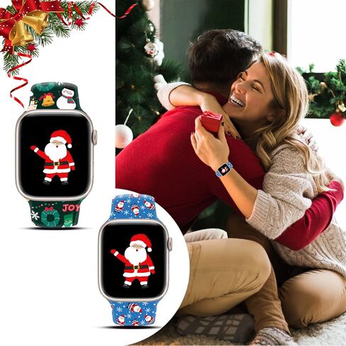 4 عبوات من أحزمة ساعات عيد الميلاد المتوافقة مع سوار ساعة Apple 38 مم 40 مم 41 مم 42 مم 44 مم 45 مم 46 مم 49 مم، هدية عيد الميلاد لرجل الثلج الشتوي ندفة الثلج هدية سيليكون رياضية بديلة لسوار iPhone لسلسلة iWatch 10 9 Ultra 8 7 6 5 4 3 2 1 SE للنساء والرجا in Kuwait