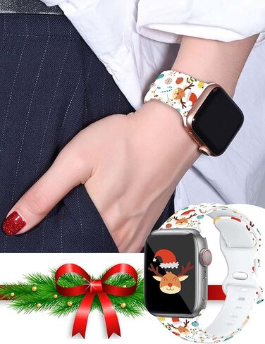 4 عبوات من أحزمة ساعات عيد الميلاد المتوافقة مع سوار ساعة Apple 38 مم 40 مم 41 مم 42 مم 44 مم 45 مم 46 مم 49 مم، هدية عيد الميلاد لرجل الثلج الشتوي ندفة الثلج هدية سيليكون رياضية بديلة لسوار iPhone لسلسلة iWatch 10 9 Ultra 8 7 6 5 4 3 2 1 SE للنساء والرجا in Kuwait